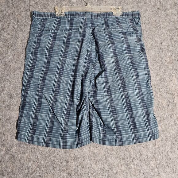 Oakley Shorts Mens 38 Blue Plaid Flat Front Casual Outdoor Golf Stretch Pockets - Picture 2 of 8